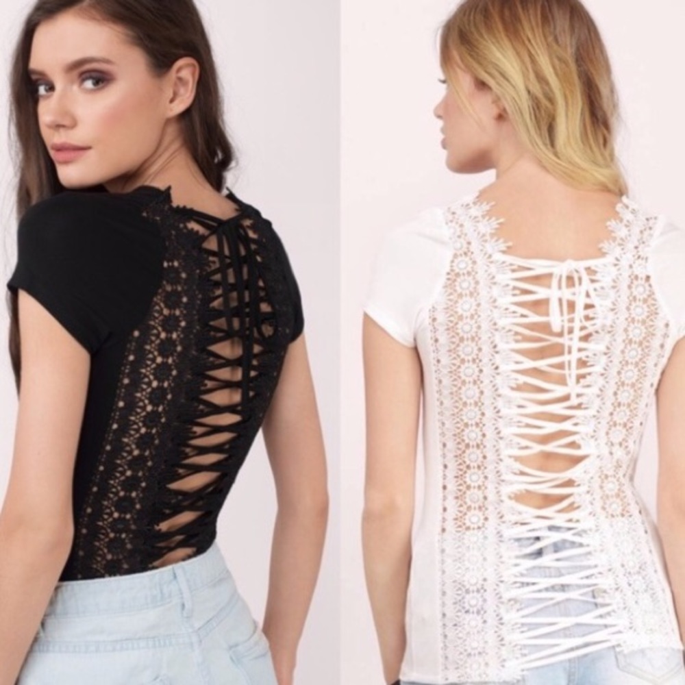 Tobi Lace Up Back Tee (Black)